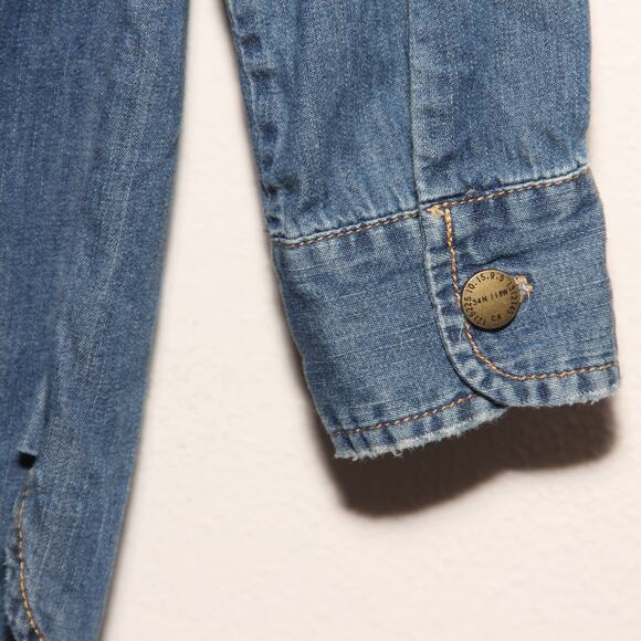 NEW Current/Elliott The Perfect Shirt with Studs Size 1 (Small) Blue Chambray - Picture 8 of 12